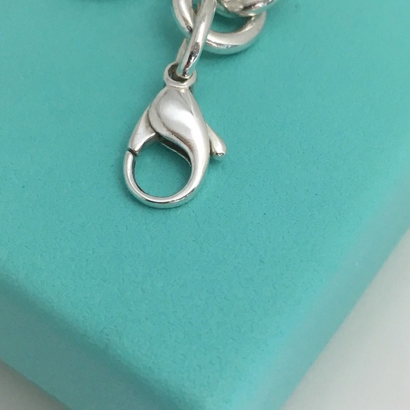 7" Tiffany & Co Blank Heart Tag Charm Bracelet in Silver Blue Box or Pouch - Picture 6 of 6